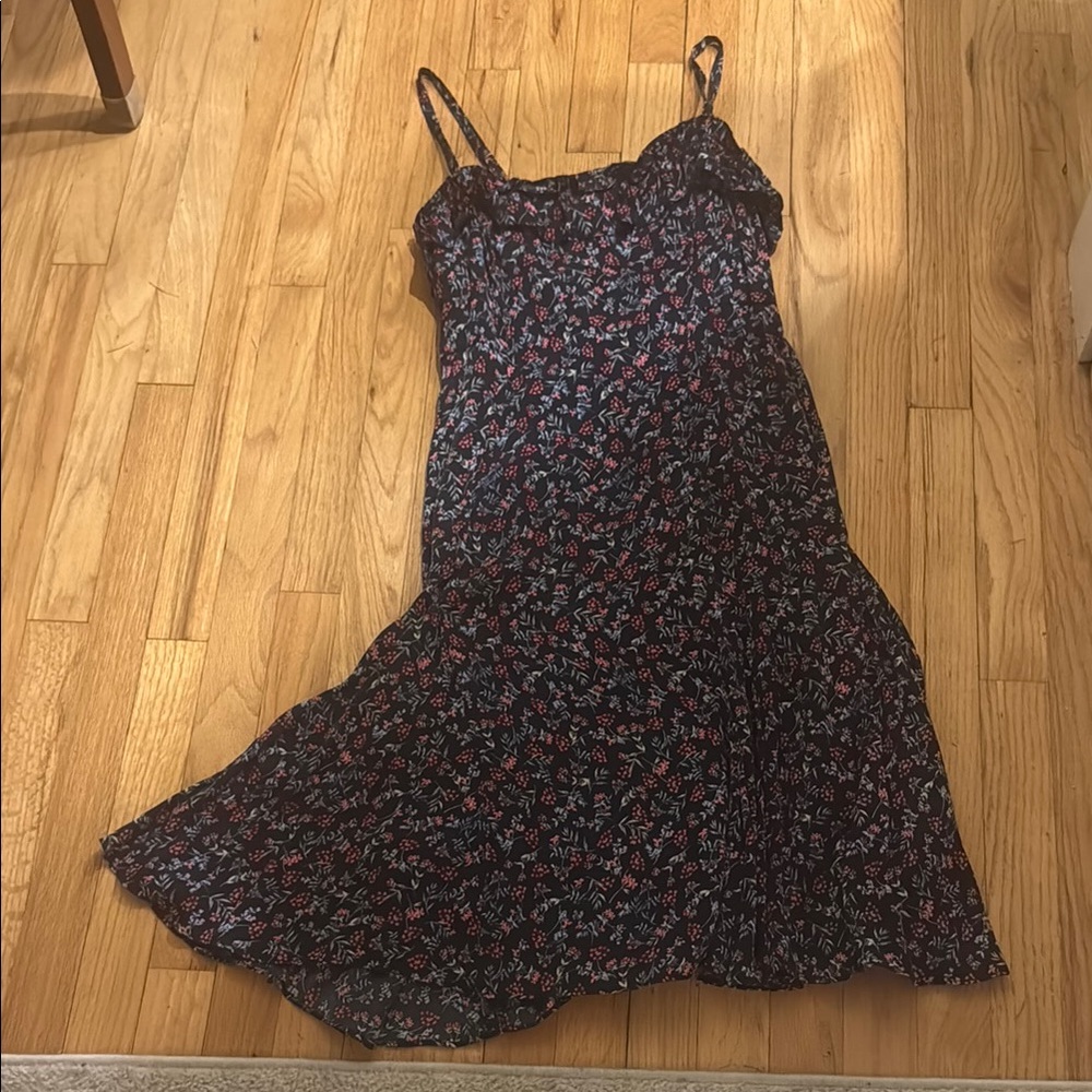 J. Crew Black Floral Midi Dress